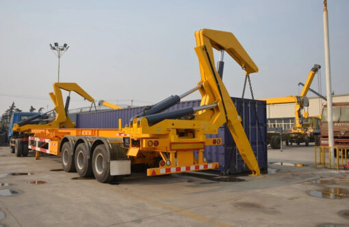 37 Ton Container Semi Trailer with Side Lifter Crane Truck